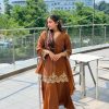 Rust Georgette Sequence Moti Work Salwar Suit