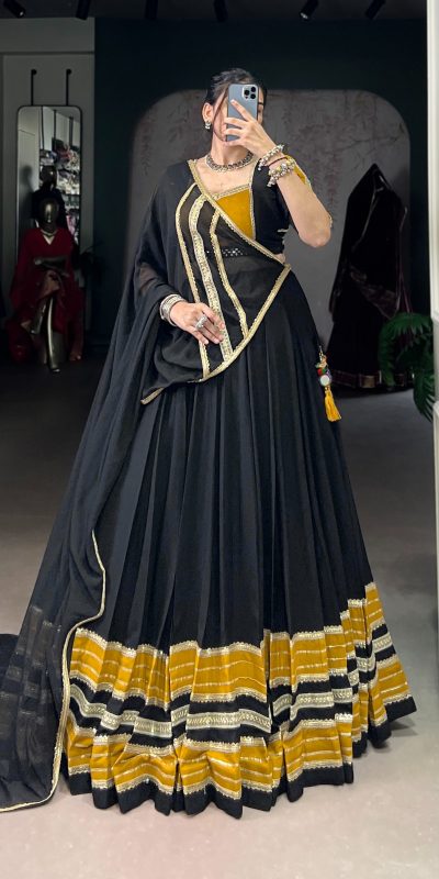 Black Rayon Sequins Lehenga Choli