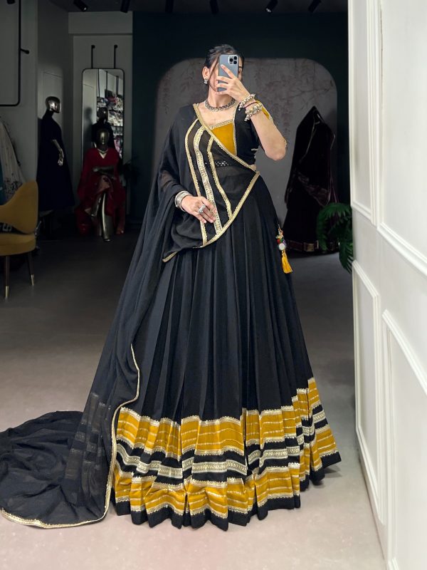Black Rayon Sequins Lehenga Choli