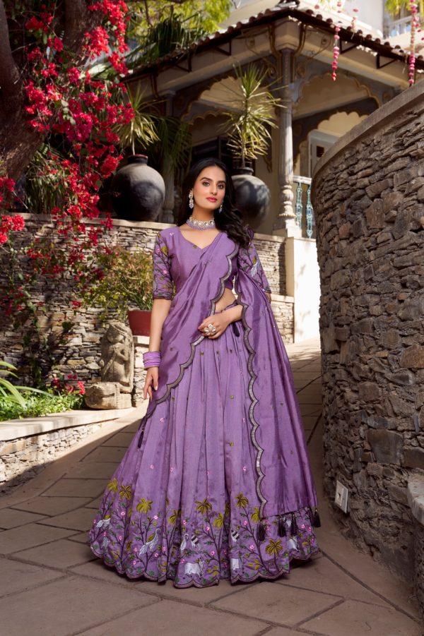 Light Purple Simmer Sequins Lehenga Choli