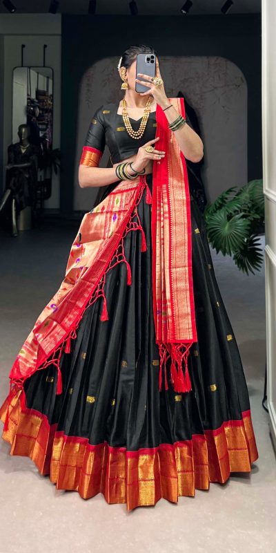 Black Jacquard Zari Lehenga Choli