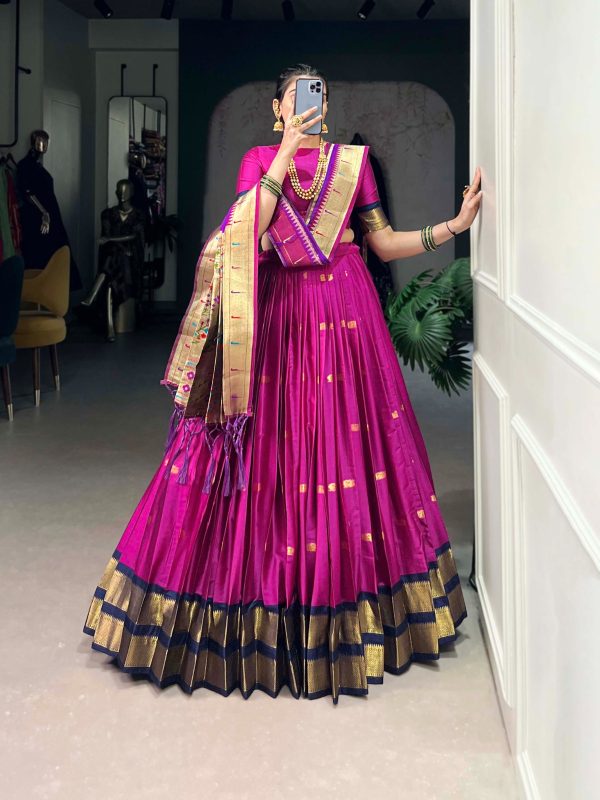 Pink Jacquard Zari Lehenga Choli