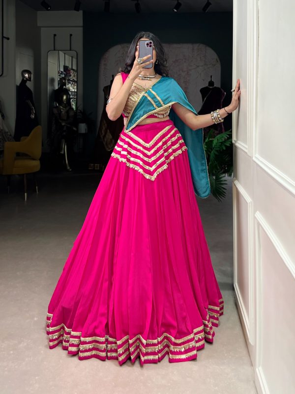 Pink Rayon Sequins Lehenga Choli