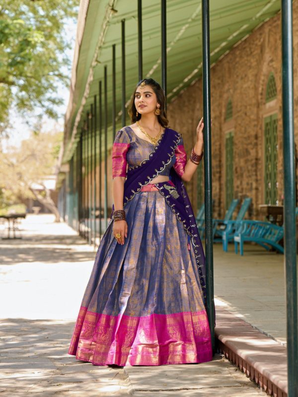 Blue Kanjivaram Weaving Lehenga Choli