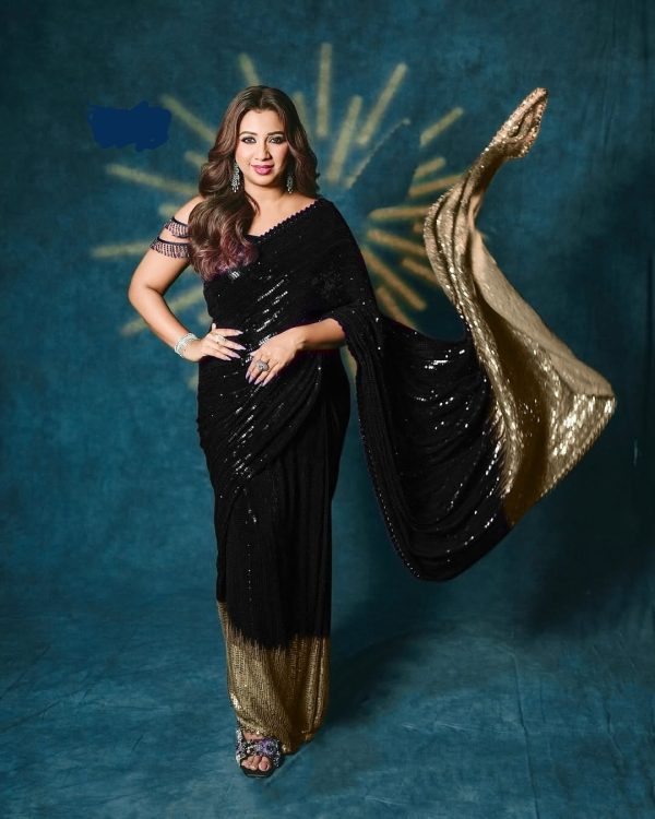 Black Georgette Embroidery Work Saree