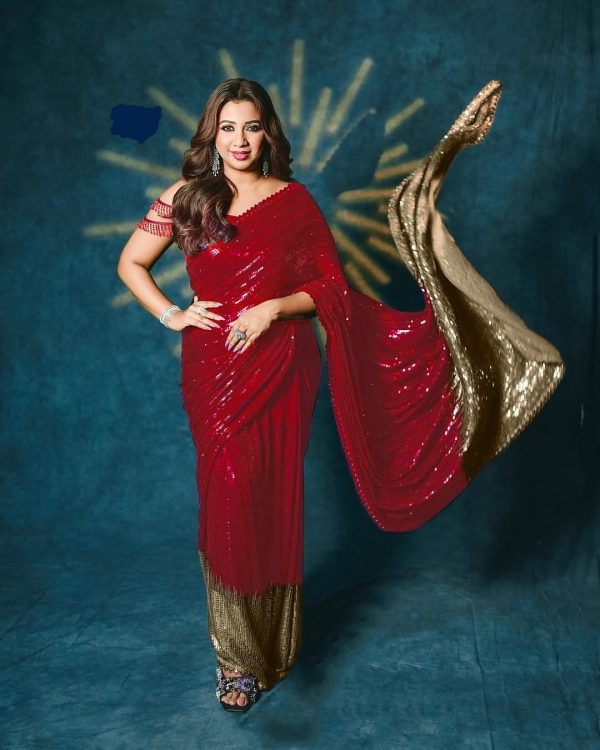 Red Georgette Sequence Work Saree