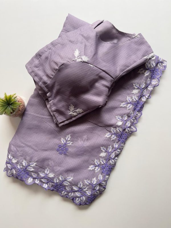 Onion Kota Doriya Thread Work Saree