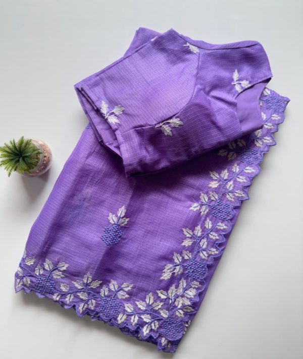Violet Kota Doriya Thread Work Saree
