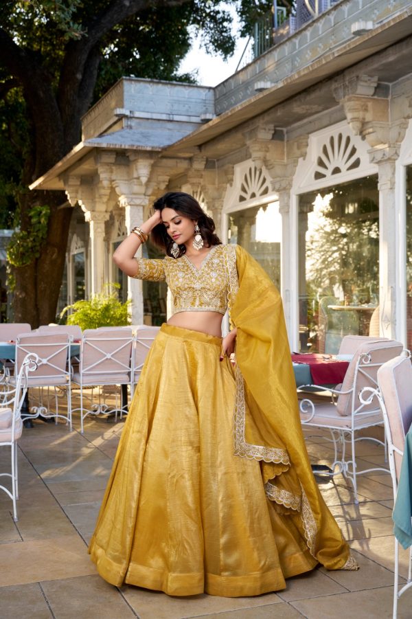 Mustard Goldie Plain Lehenga Choli