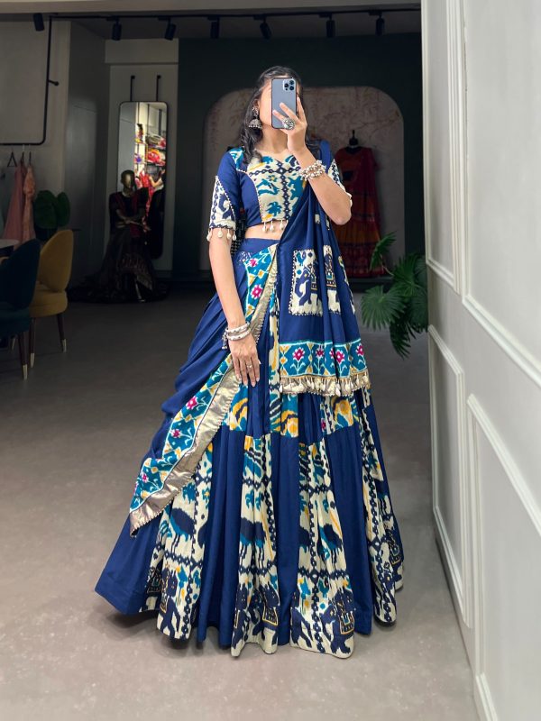 Firozi Rayon Printed Lehenga Choli