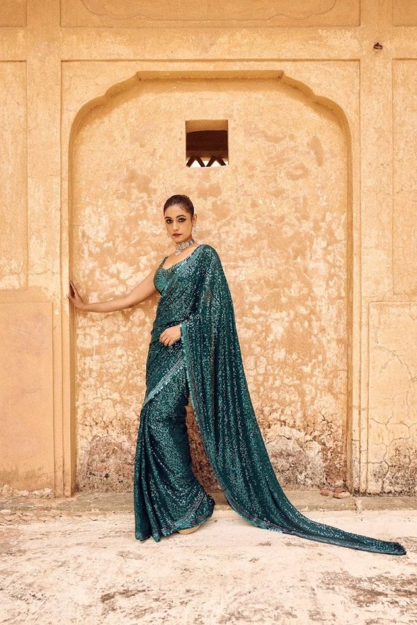 Blue Georgette Khichdi Saree