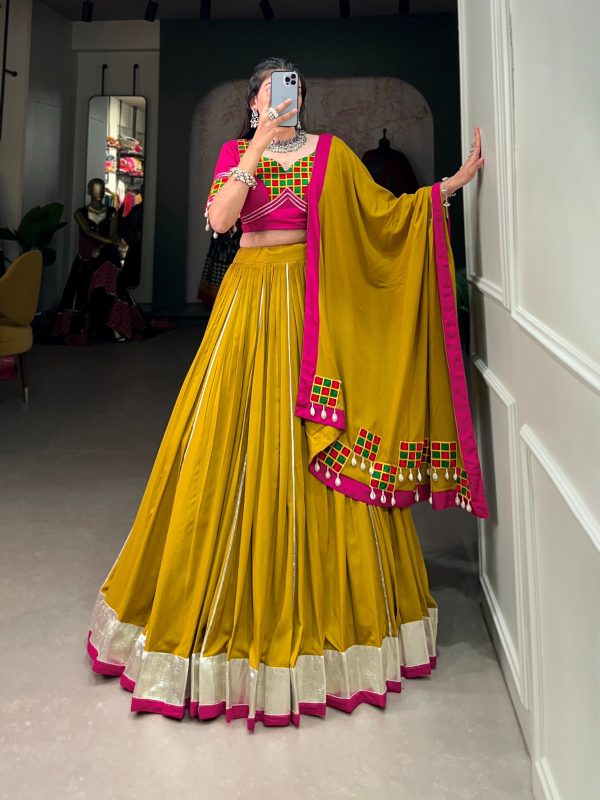 Mustard Rayon Gotta Patti Lehenga Choli