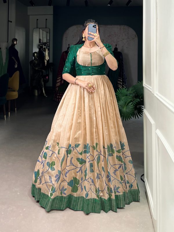 Green Green Silk Printed Gown