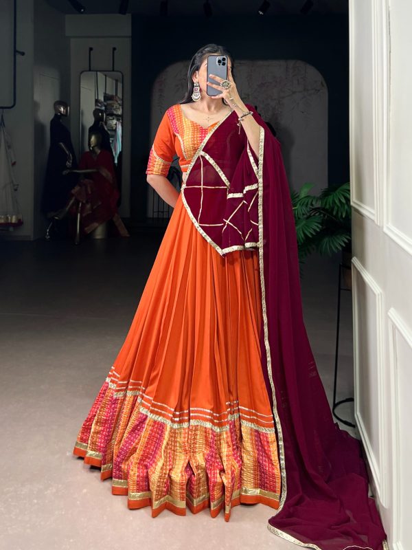 Pink Tasar Silk Bandhej Print Lehenga Choli