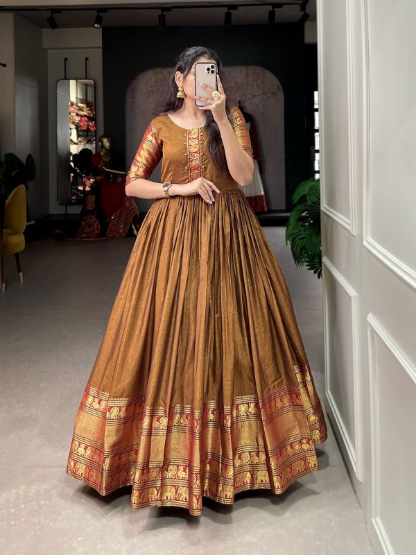 Mustard Narayan pet Zari Gown