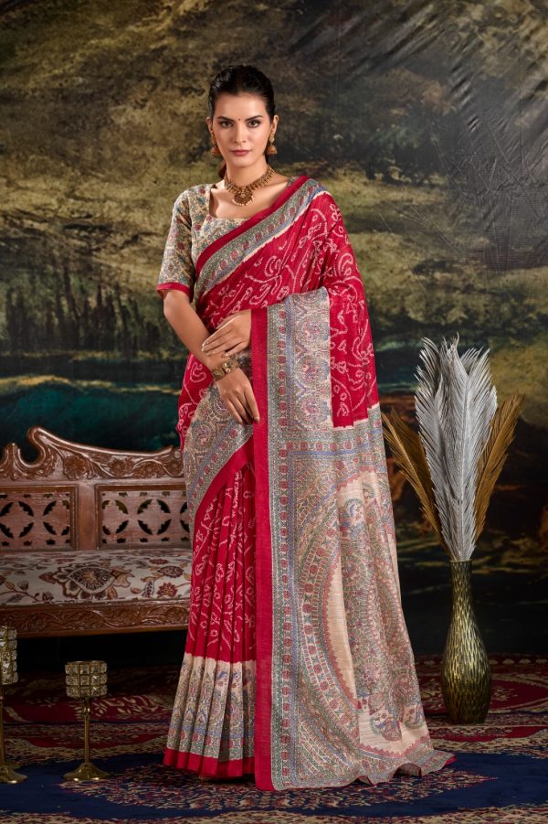 Maroon Green Silk Madhubani Saree