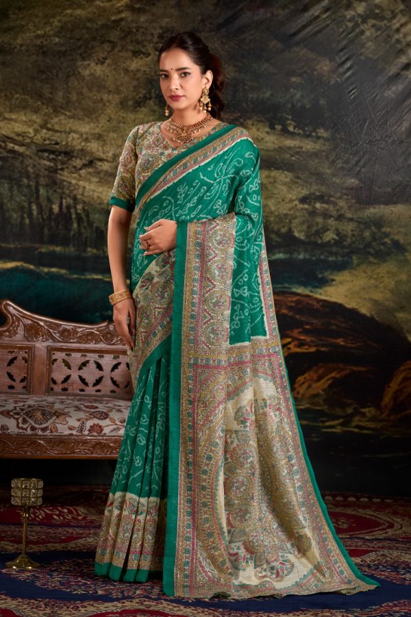Green Green Silk Madhubani Saree