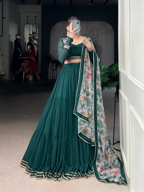 Green Marble Lace Lehenga Choli