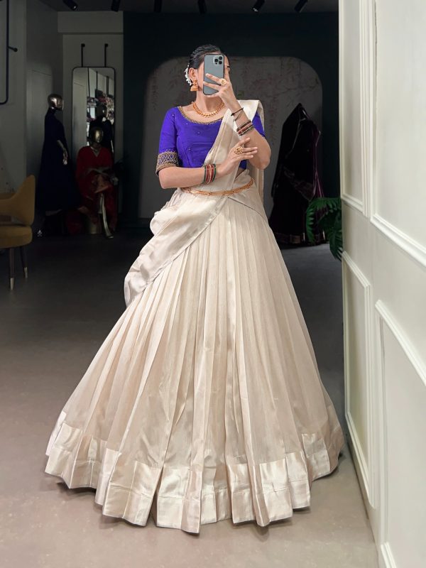 Royal Blue Tasar Viscose Lehenga Choli