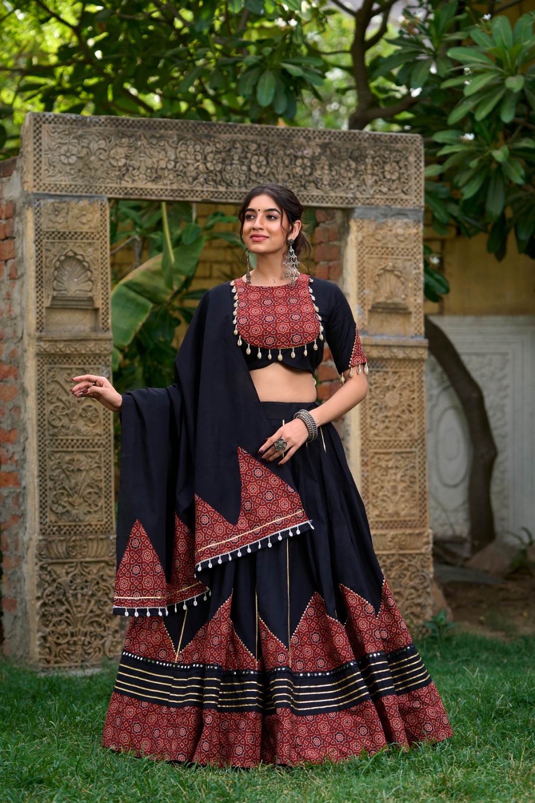 LNB 1671 Black Color Pure Cotton Plain Printed Mirror Work Gota Patti Lehenga Choli Wedding, Party, Festive, Events Etc. Delivery 4-6 Working Days Rs 3999 | Lehenga, Bollywood Lehenga, Creative Lehenga, Designer Lehenga, Embroidered Lehenga, Party Wear Lehenga
