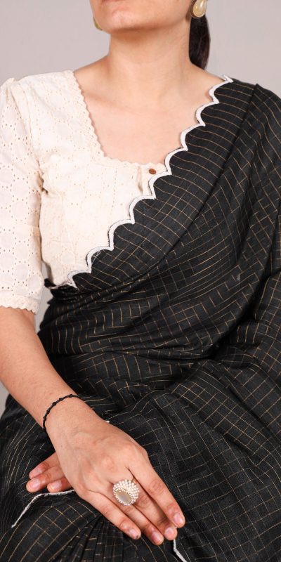 YNF 7105 Black Color Gadhawal Chex Arca Work Saree Casual, Wedding, Festive, Events . Expected Delivery  4-6 Working Days @1599/- only                                                                                | Sarees, Bollywood Sarees, Creative Sarees, Designer Sarees, Embroidered Sarees, Ethnic Saree, Modern Digital sarees, Party Wear Sarees