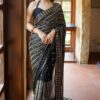 Black Georgette Embroidery Work Saree