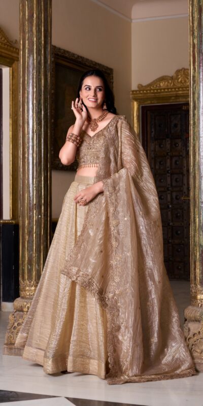 LNB 1430 Chiku Color Gold Crush Plain Canvas Lehenga Choli Wedding, Party, Festive, Events Etc. Delivery 4-6 Working Days Rs 3199 | Lehenga, Bollywood Lehenga, Creative Lehenga, Designer Lehenga, Embroidered Lehenga, Party Wear Lehenga