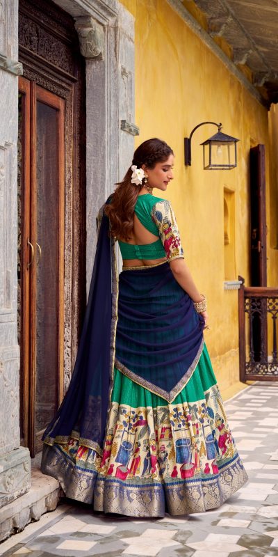 LNB 1242 Firozi Color Poly Chanderi Kalamkari Printed Zari Weaving Work Lehenga Choli Wedding, Party, Festive, Events Etc. Delivery 4-6 Working Days Rs 1899 | Lehenga, Bollywood Lehenga, Creative Lehenga, Designer Lehenga, Embroidered Lehenga, Party Wear Lehenga