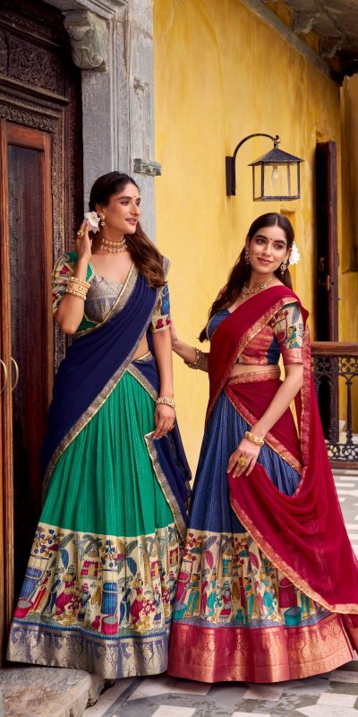 LNB 1242 Firozi Color Poly Chanderi Kalamkari Printed Zari Weaving Work Lehenga Choli Wedding, Party, Festive, Events Etc. Delivery 4-6 Working Days Rs 1899 | Lehenga, Bollywood Lehenga, Creative Lehenga, Designer Lehenga, Embroidered Lehenga, Party Wear Lehenga