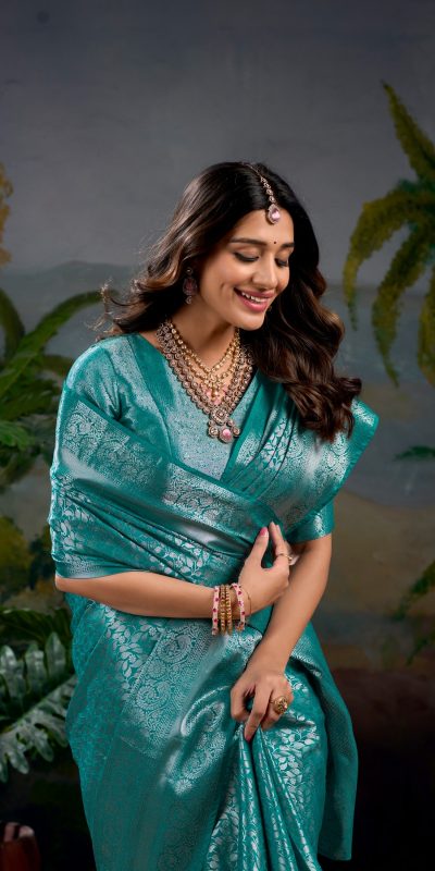 YNF 7404 Firozi Color Kanjivaram Zari Weaving Work Saree Casual, Wedding, Festive, Events . Expected Delivery 4-6 Working Days @1599/- only | Sarees, Bollywood Sarees, Creative Sarees, Designer Sarees, Embroidered Sarees, Ethnic Saree, Modern Digital sarees, Party Wear Sarees