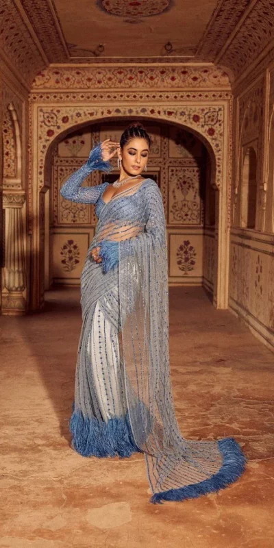 DF 3446 Firozi Color Mono Net 5mm Multy & Sequins Embroidery Work Saree Casual, Wedding, Festive, Events . Expected Delivery  4-6 Working Days @1759/- only                                                                                | Sarees, Bollywood Sarees, Creative Sarees, Designer Sarees, Embroidered Sarees, Ethnic Saree, Modern Digital sarees, Party Wear Sarees