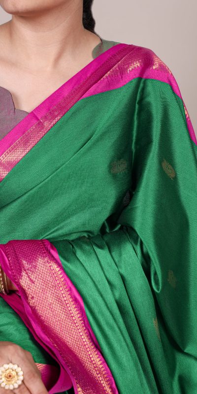 YNF 7406 Green Color Cotton Silk Weaving Work Paithani Concept Saree Casual, Wedding, Festive, Events . Expected Delivery  4-6 Working Days @1449/- only                                                                                | Sarees, Bollywood Sarees, Creative Sarees, Designer Sarees, Embroidered Sarees, Ethnic Saree, Modern Digital sarees, Party Wear Sarees