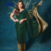 Green Georgette Embroidery Work Saree