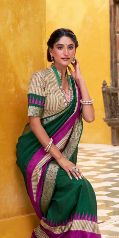YNF 7049 Green Color Poly Cotton Printed With Zari Weaving Work Saree Casual, Wedding, Festive, Events . Expected Delivery 4-6 Working Days @1699/- only | Sarees, Bollywood Sarees, Creative Sarees, Designer Sarees, Embroidered Sarees, Ethnic Saree, Modern Digital sarees, Party Wear Sarees