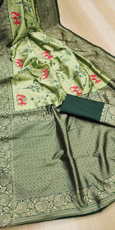 KP 6004 Green Soft Lichi Silk Jacquard Work With Designer Work Saree. Grab it for ₹1499. Delivery 4-6 Working Days. Shop now. | Sarees, Bollywood Sarees, Creative Sarees, Designer Sarees, Embroidered Sarees, Ethnic Saree, Modern Digital sarees, Party Wear Sarees