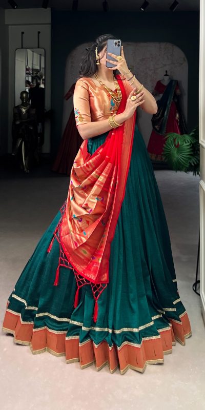 LNB 2007 Green Color Vichitra Silk Zari Weaving With Lace Border Lehenga Choli Wedding, Party, Festive, Events Etc. Delivery 4-6 Working Days Rs 2999 | Lehenga, Bollywood Lehenga, Creative Lehenga, Designer Lehenga, Embroidered Lehenga, Party Wear Lehenga