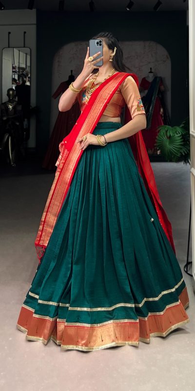 LNB 2007 Green Color Vichitra Silk Zari Weaving With Lace Border Lehenga Choli Wedding, Party, Festive, Events Etc. Delivery 4-6 Working Days Rs 2999 | Lehenga, Bollywood Lehenga, Creative Lehenga, Designer Lehenga, Embroidered Lehenga, Party Wear Lehenga