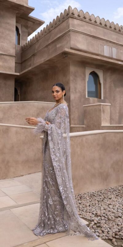 DF 3395 Grey Color Mono Net 5mm Multi & Sequins Embroidery Work Saree Casual, Wedding, Festive, Events . Expected Delivery 4-6 Working Days @1799/- only | Sarees, Bollywood Sarees, Creative Sarees, Designer Sarees, Embroidered Sarees, Ethnic Saree, Modern Digital sarees, Party Wear Sarees