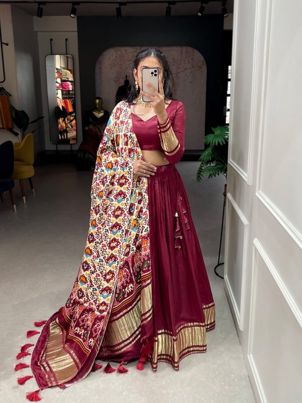 LNB 1653 Maroon Color Gaji Silk Dyeing With Lagdi patta Lehenga Choli Wedding, Party, Festive, Events Etc. Delivery 4-6 Working Days Rs 3499 | Lehenga, Bollywood Lehenga, Creative Lehenga, Designer Lehenga, Embroidered Lehenga, Party Wear Lehenga