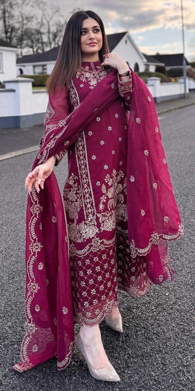 BE 383 Maroon Color Georgette Embroidery Diamond Work Salwar Suit Casual, Wedding, Festive, Events . Expected Delivery  4-6 Working Days @1999/- only      | Jump Suits, Salwar suit, Casual Suits, Creative suits, Designer Suits, Palazzo Suits, Party Wear Suits, Patiala Suits, Straight Suits
