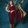 Maroon Georgette Embroidery Work Saree