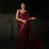 Maroon Georgette Embroidery Work Saree