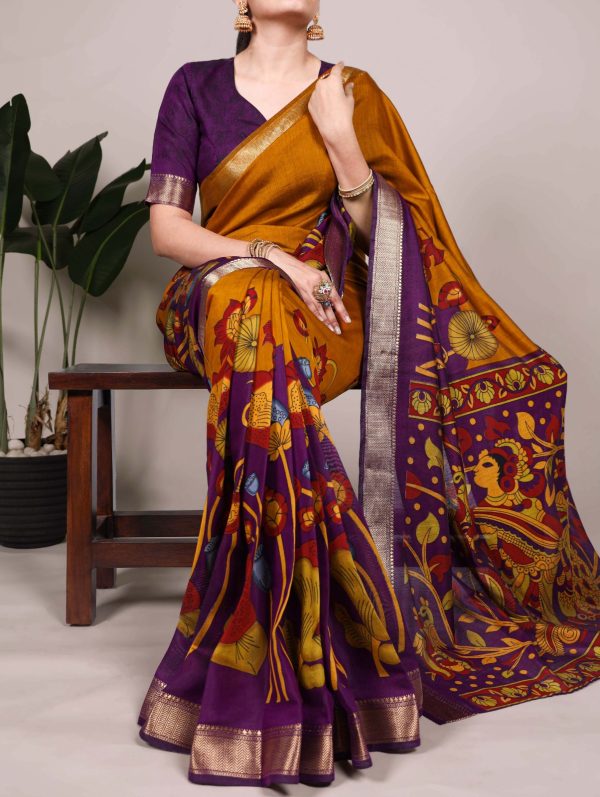 YNF 7036 Mustard Color Polyester Chanderi Printed Zari Weaving Work Saree Casual, Wedding, Festive, Events . Expected Delivery  4-6 Working Days @1499/- only                                                                                | Sarees, Bollywood Sarees, Creative Sarees, Designer Sarees, Embroidered Sarees, Ethnic Saree, Modern Digital sarees, Party Wear Sarees