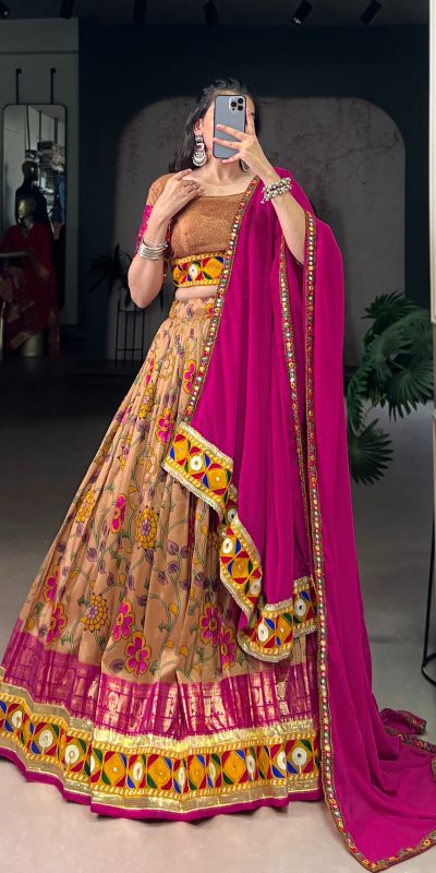 LNB 1742 Mustard Color Tasar Silk Foil Print Original Mirror Work Lehenga Choli Wedding, Party, Festive, Events Etc. Delivery 4-6 Working Days Rs 3049 | Lehenga, Bollywood Lehenga, Creative Lehenga, Designer Lehenga, Embroidered Lehenga, Party Wear Lehenga