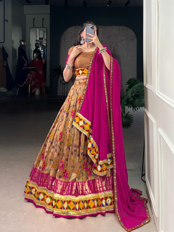 LNB 1742 Mustard Color Tasar Silk Foil Print Original Mirror Work Lehenga Choli Wedding, Party, Festive, Events Etc. Delivery 4-6 Working Days Rs 3049 | Lehenga, Bollywood Lehenga, Creative Lehenga, Designer Lehenga, Embroidered Lehenga, Party Wear Lehenga