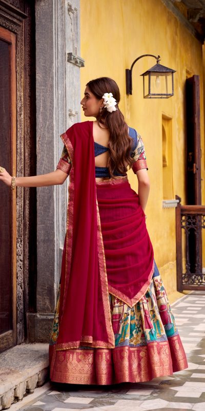 LNB 1242 Navy Blue Color Poly Chanderi Kalamkari Printed Weaving Work Lehenga Choli Wedding, Party, Festive, Events Etc. Delivery 4-6 Working Days Rs 1899 | Lehenga, Bollywood Lehenga, Creative Lehenga, Designer Lehenga, Embroidered Lehenga, Party Wear Lehenga