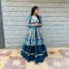 Navy Blue Fiona Silk With Lace Work Lehenga Choli