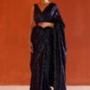 Navy blue Georgette Khichdi Work Saree