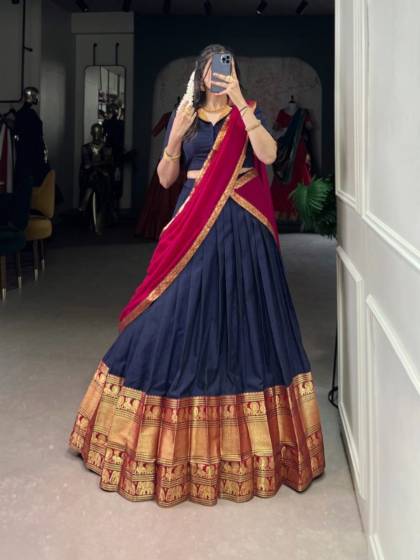 LNB 2040 Navy Blue Color Narayan Pet Zari Weaving Lehenga Choli Choli Festive Party Wedding, Events etc. Delivery 4-6 Working Days @1899/- | Lehenga, Bollywood Lehenga, Creative Lehenga, Designer Lehenga, Embroidered Lehenga, Party Wear Lehenga