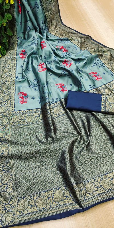 KP 6004 Navy Blue Soft Lichi Silk Jacquard Work With Designer Work Saree. Grab it for ₹1499. Delivery 4-6 Working Days. Shop now. | Sarees, Bollywood Sarees, Creative Sarees, Designer Sarees, Embroidered Sarees, Ethnic Saree, Modern Digital sarees, Party Wear Sarees